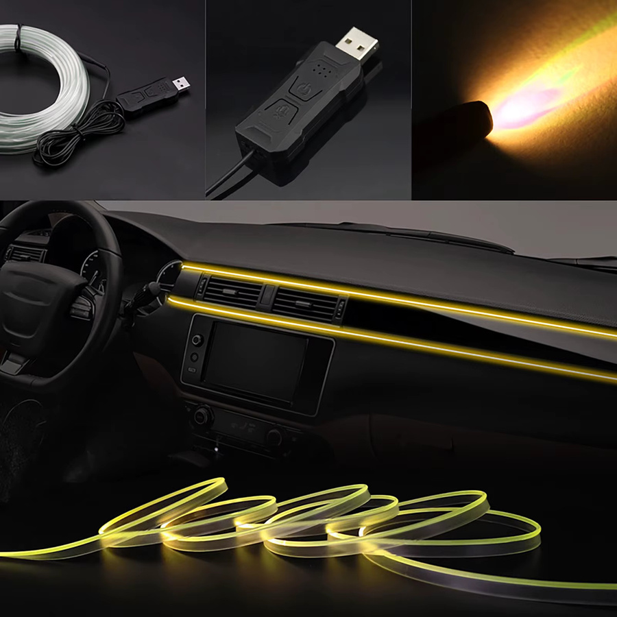 RGB LED Ambientebeleuchtung für dein Auto mit App-Steuerung und USB-Anschluss, unsichtbarer Fiber Optic Lichtstreifen in Multicolor - Bild 2