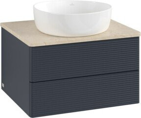 V&B Waschtischunterschrank Antao mit Frontstruktur in Mattblau, B/T/H: 60 x 36 x 50 cm - Bild 1