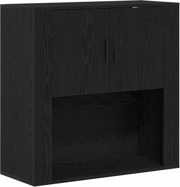 vidaXL Wandschrank Eiche Schwarz in moderner Optik mit Schranktüren und Regalfächern, B/H/T: 80 x 80 x 33 cm - Bild 1
