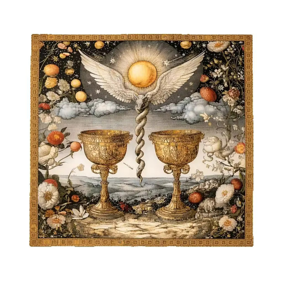 Hermetica Antiqua Two of Cups Tarot-Tuch, bunte Altarmatte im Vintage-Stil - Bild 6