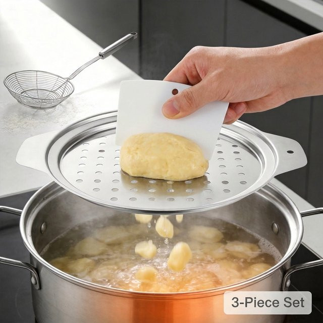 Willstar Spaetzle Maker Set aus Edelstahl in Silber mit feinem Sieb, Schaber und Skimmer-Löffel für traditionelle Eiernudeln - Bild 1