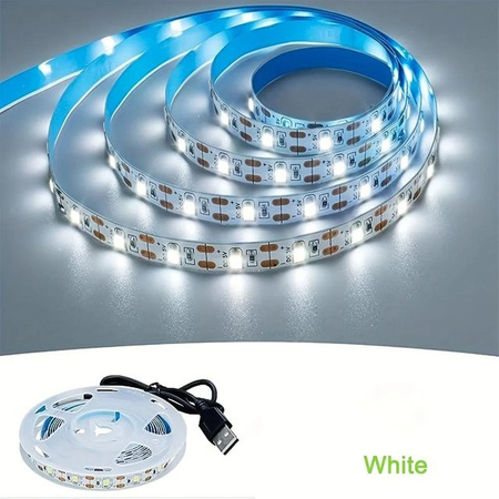 MnnWuu USB LED Streifen Warmweiß, Flexibler LED Lichtstreifen 2m mit IP33 Schutz für TV Hintergrundbeleuchtung und Dekoration, Farbe: Weiß