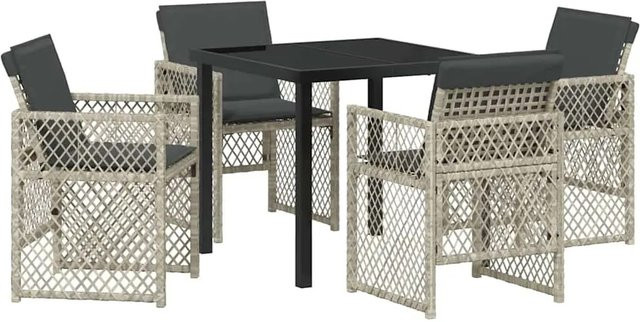 vidaXL Garten Essgruppe 5-teilig aus Poly-Rattan und Stahl in Hellgrau - Bild 1