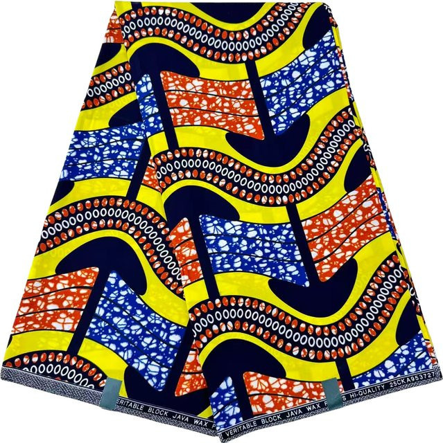 WENYUYA Angora-Stoff im afrikanischen Stil mit geometrischem Druck, Mehrfarbig, 6 Yard - Bild 1