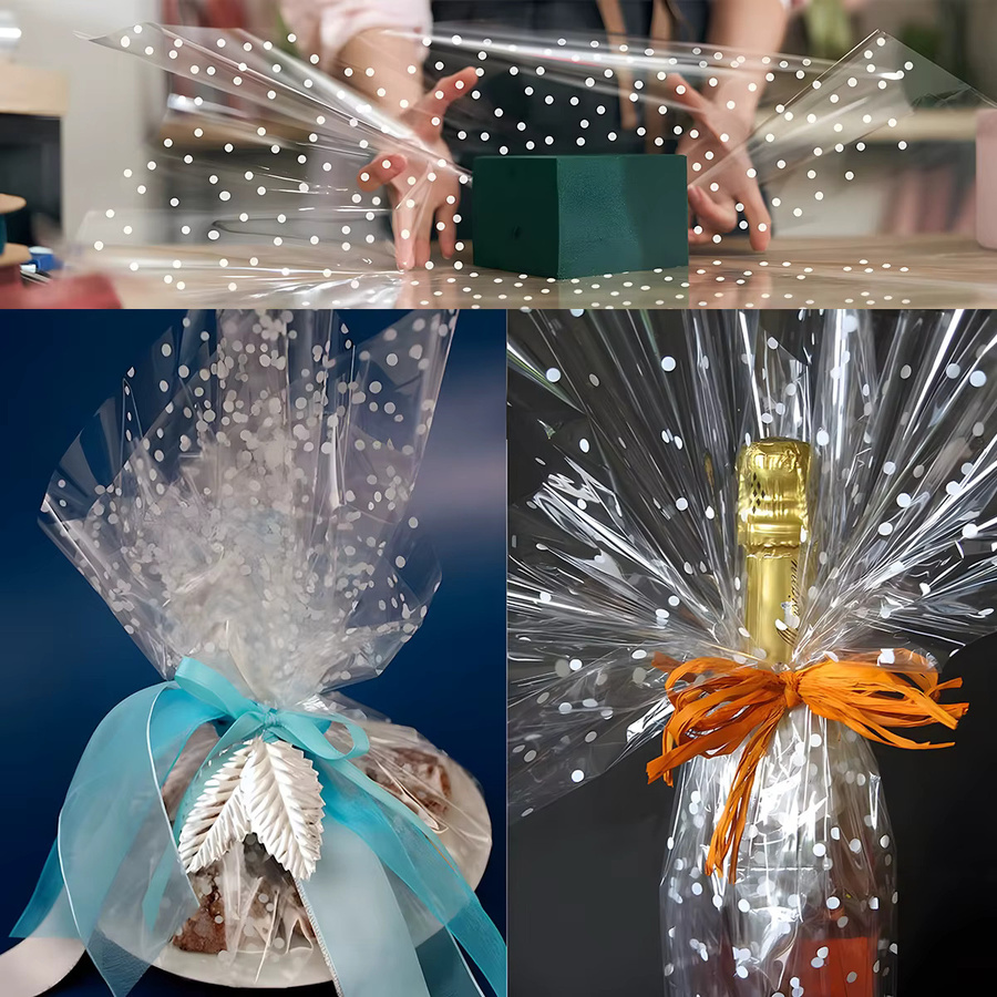 Durchsichtige Zellophan-Verpackungsrolle aus Kunststoff für Geschenkkörbe, Blumensträuße und Bastelarbeiten in Transparent - Bild 2
