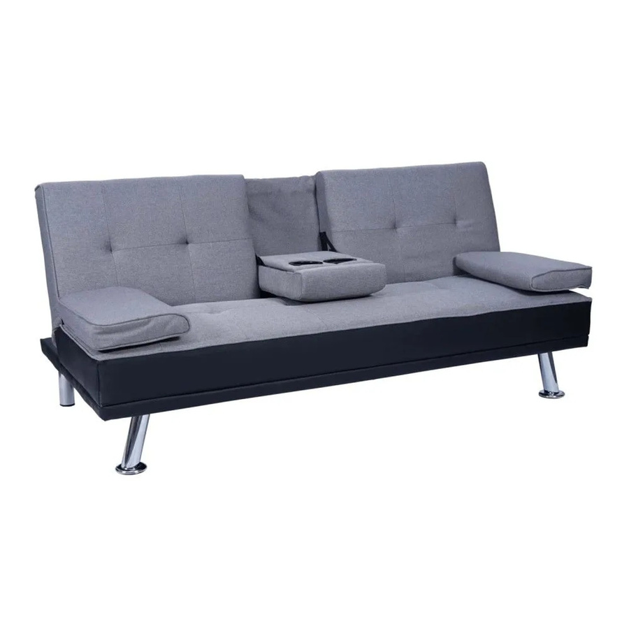 MCW 3er-Sofa F60 Schlafsofa mit Click-Clack-Funktion in Schwarz und Hellgrau aus Kunstleder und Textil - Bild 3