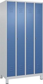 C+P Spind Classic PLUS Garderobenschrank mit 4 Abteilen, Stahl, Lichtgrau/Fernblau, H x B x T: 195 x 100 x 50 cm - Bild 1