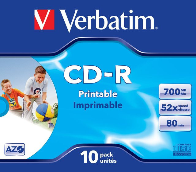 Verbatim CD-R 700 MB 52x in Blau, 10er-Pack im Jewelcase - Bild 1