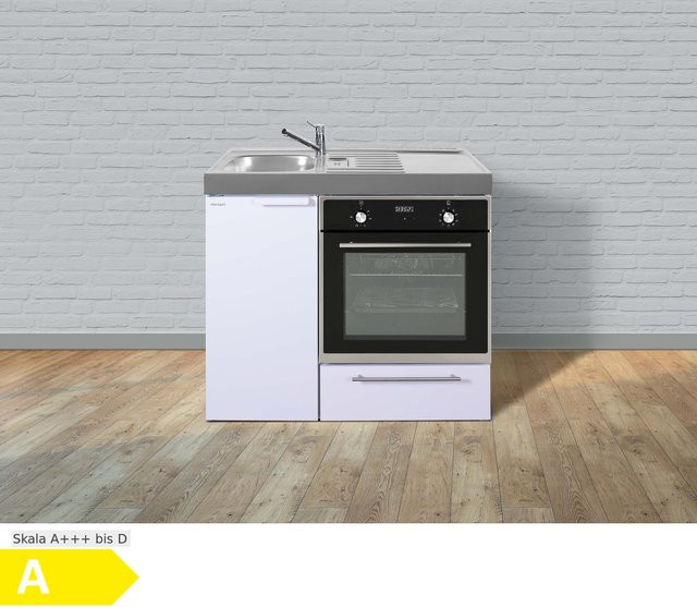 Stengel Kitchenline MKB 100 Küchenzeile in Weiß mit Becken links und ohne Kochfeld rechts - Bild 1