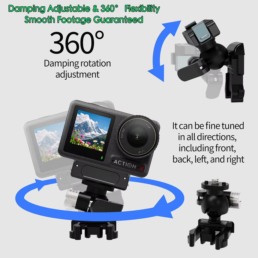 FEICHAO Magnetische Kamera-Halterung mit Schnellverschluss-Schnallenbasis und 360-Grad-Drehgelenk in Schwarz für GoPro, Insta360 und DJI Osmo Pocket - Bild 4