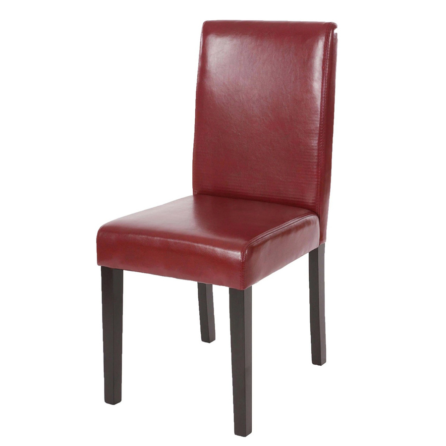 CHEFGASTRO Esszimmerstuhl Klassisch in Rot-Braun aus Kunstleder mit dunklen Beinen, B/T/H: 43 x 43 x 90 cm, Sitzhöhe: 45 cm - Bild 2