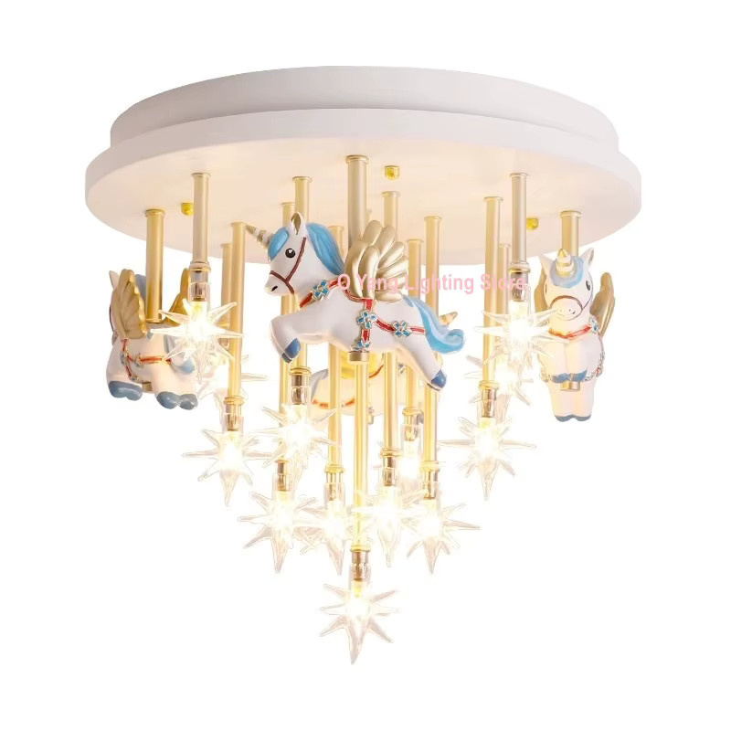 JIANKEXING Pegasus Deckenleuchte für das Kinderzimmer in Pink und Blau mit Starlight-Effekt - Bild 2
