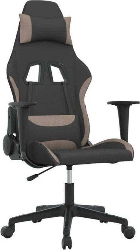 vidaxl Gamingstuhl mit Massagefunktion aus Stoff in Schwarz und Taupe meliert - Bild 1