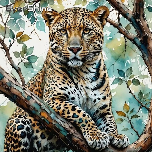 EverShine Diamant-Mosaik Set Leoparden-Tier DIY Stickerei-Dekoration in Multicolour, B/H: 20 x 20 cm - Bild 1