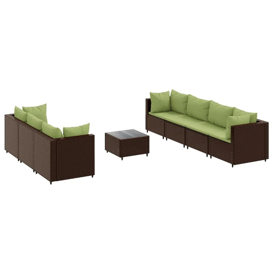 vidaXL 8-tlg Garten-Lounge-Set in L-Form aus braunem PE-Rattan mit Kissen und Couchtisch - Bild 2