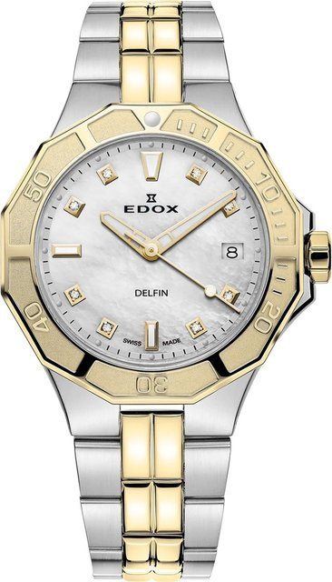 Edox Delfin Diver Damenuhr, Quarz, Edelstahl, 38 mm, 20 ATM - Bild 1