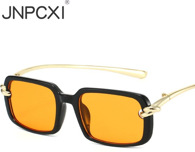 JNPCXI Sonnenbrille Rechteck, Vollrand, Schwarz Orange, Unisex - Bild 1