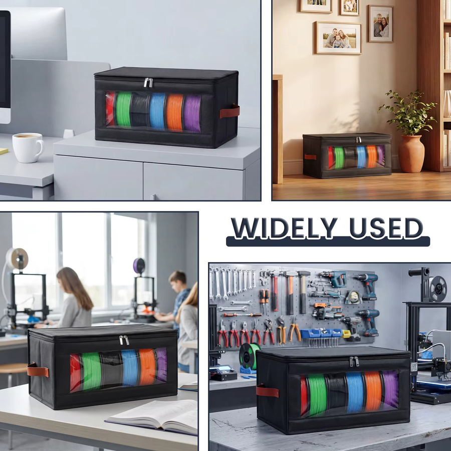 Willstar 2er-Set 3D-Drucker Filament-Aufbewahrungsboxen aus Oxford-Stoff, wasserdicht und transparent mit Klarsichtfenstern, Schwarz/Transparent - Bild 6