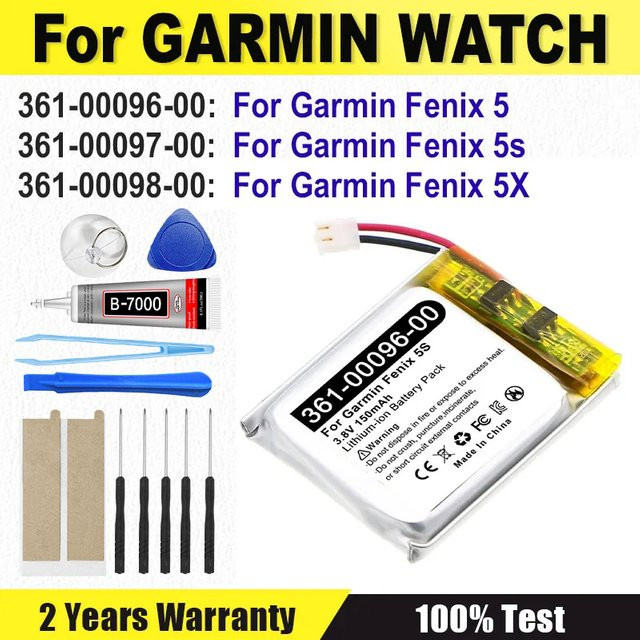 Ersatzbatterie mit Werkzeugset für Garmin Fenix 5, Fenix 5S, Fenix 5X und Fenix 6 (Modell 361-00097-00, 361-00096-00, 361-00098-00) - Bild 1