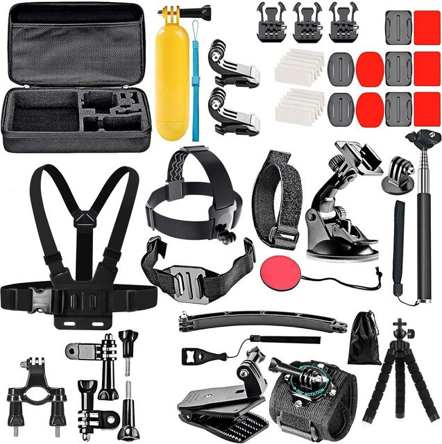 VeFly 50-in-1 Actionkamera Zubehörset in Schwarz für GoPro, Insta360, AKASO und DJI Osmo Action Kameras - Bild 1
