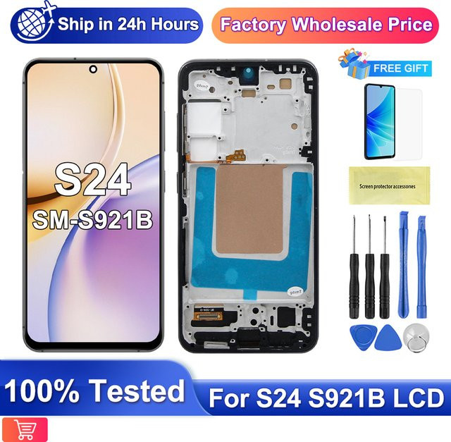 Samsung Galaxy S24 5G TFT LCD Display Touchscreen Digitizer Ersatzteil mit Rahmen in Schwarz für SM-S921B und S921U - Bild 1