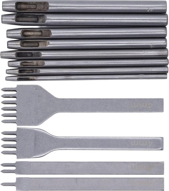 Igeteck Leder Nählochstanze Set aus Stahl in Silber für DIY Rundlochstanze und manuelles Druckwerkzeug - Bild 1