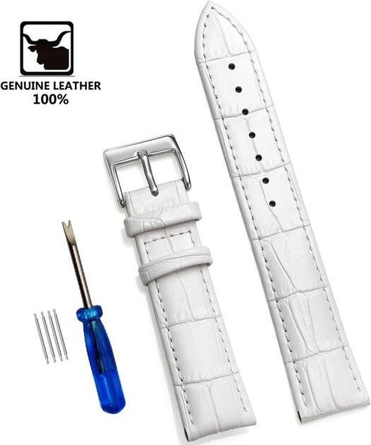 Creative Man Uhrenarmband Leder, Weiß, Herren, 20mm - Bild 1