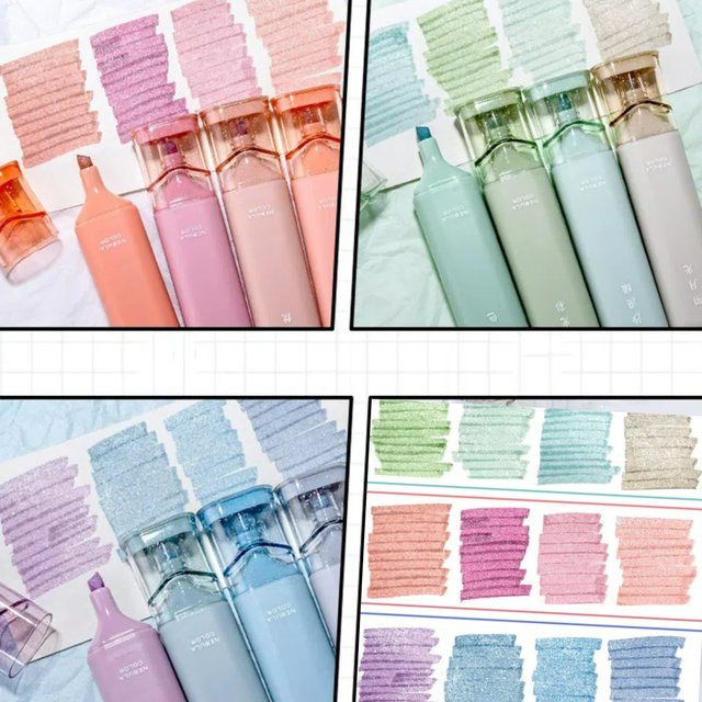 4er-Set Glitter Textmarker in Multicolour mit Spitzensegment für Schule und Malerei - Bild 1