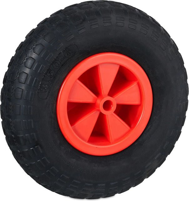 Relaxdays Schubkarrenrad aus Vollgummi in Rot und Schwarz, profiliert und pannensicher, Durchmesser: 33 cm, Breite: 9 cm - Bild 1