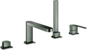Grohe Wannenkombination PLUS mit Einhebelmischer und Schwenkauslauf, Farbe: Graphit gebürstet, Grau/Silber - Bild 1