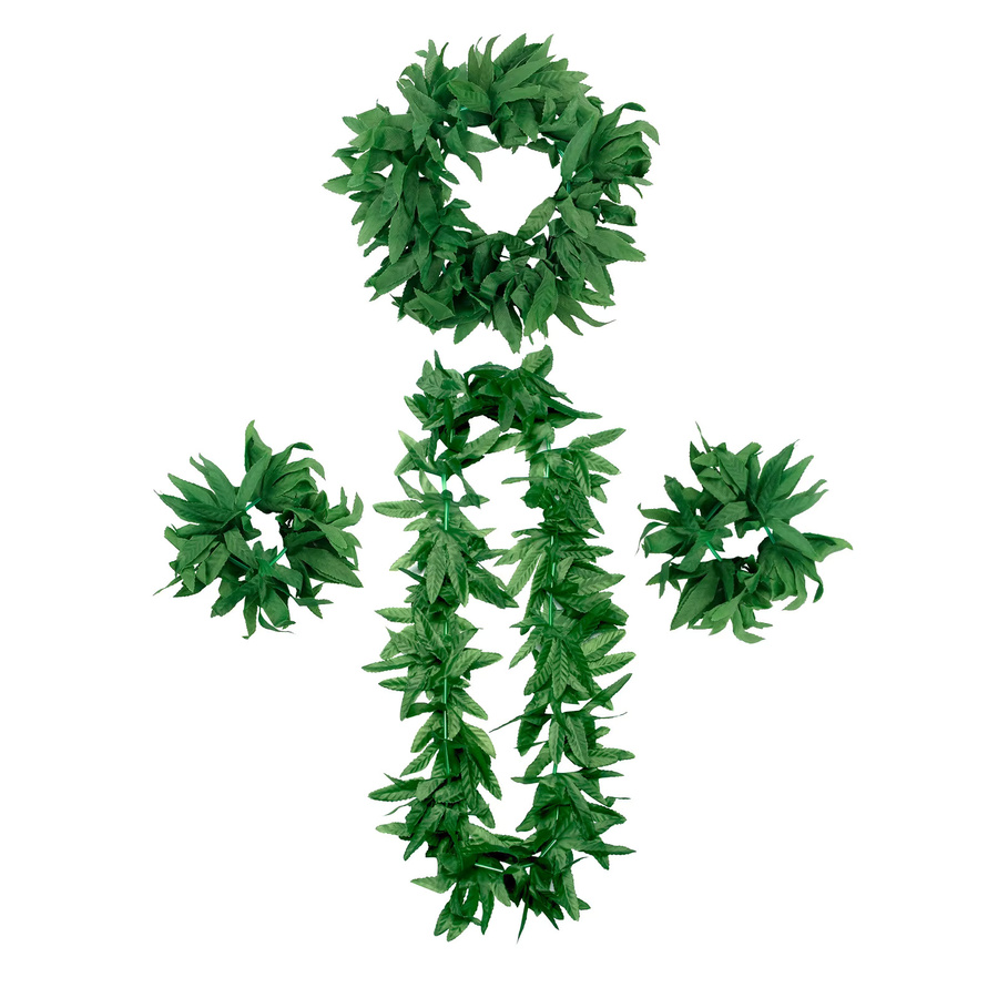 Atceawit Grüner Kranz aus simuliertem hawaiianischem Ahornblatt für Bühnenaufführungen und Dschungel-Kostüme - Bild 2