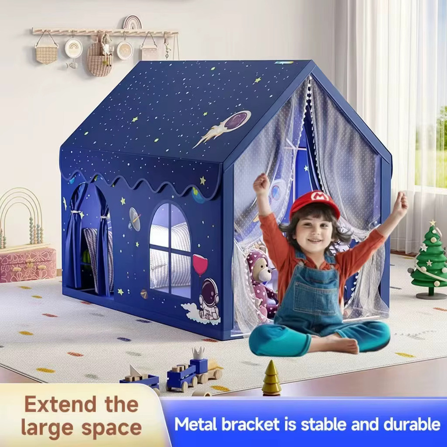 RonHam Magisches Märchen-Spielzelt, Blau mit weißem Polka-Dot-Dach, mit Fenstern und Vorhängen, Fantasy - Bild 4