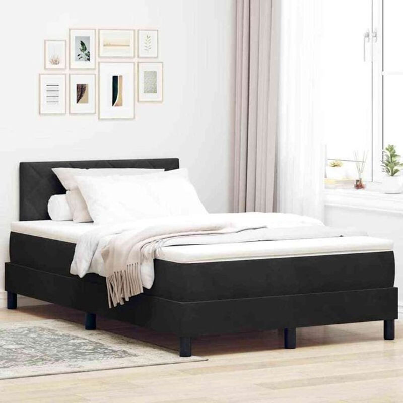 vidaXL Boxspringbett mit Matratze in Schwarz, modernes Design aus Stoff und Holzwerkstoff, B/T: 120 x 200 cm - Bild 1