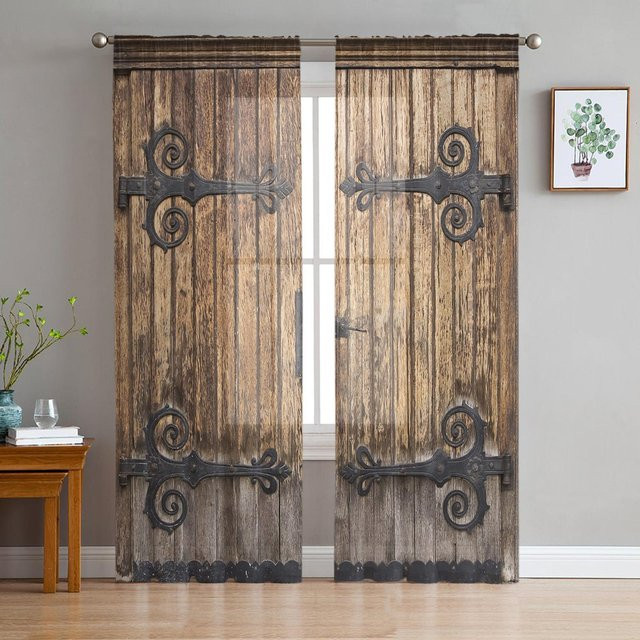 Transparenter Chiffon-Tüllvorhang in Braun für Wohnzimmer, Küche und Schlafzimmer mit Ösen, Breite: 100 cm, Höhe: 250 cm - Bild 1
