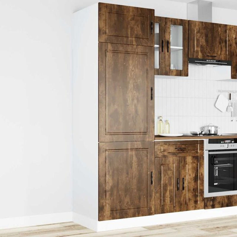 Vidaxl Küchenschrank Porto Vorratsschrank aus Holzwerkstoff in Braun im Landhausstil mit Drehtüren B: 207 cm, H: 60 cm, T: 57 cm - Bild 1