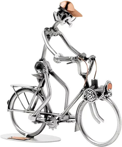 Hinz & Kunst Schraubenmännchen mit E-Bike aus Metall in Silber - Bild 1