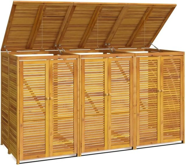 vidaXL Mülltonnenbox aus Massivholz Akazie in Braun, B/T/H: 210 x 89 x 117 cm - Bild 1