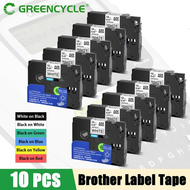 Greencycle Label Tape kompatibel mit Brother Tze-231, Breite: 12 mm, Schwarz und Blau - Bild 1