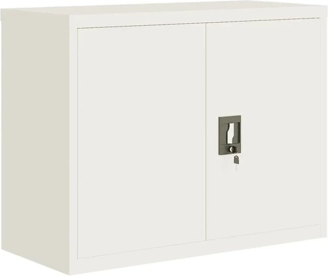 vidaXL Aktenschrank aus Stahl in Weiß mit Türen und Schloss, B/T/H: 90 x 40 x 70 cm - Bild 1