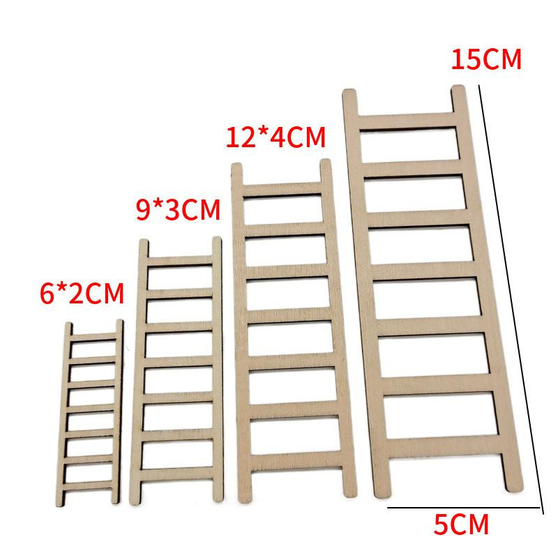10-teiliges Set Mini-Trittleiter aus Holz, Miniaturleiter, braun - Bild 2