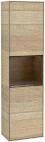 V&B Hochschrank Finion mit LED-Beleuchtung und Glasfachböden in Eichen-Veneer, B/T/H: 41,8 x 41,8 x 151,6 cm - Bild 1