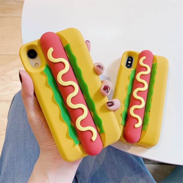 Stoßfeste 3D-Wurst-Hotdog Silikonhülle für Apple iPhone 11 bis 17 Pro Max in Multicolour - Bild 1