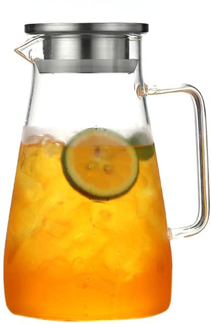 Hitzebeständiger Teebereiter aus Glas mit herausnehmbarem Edelstahl-Infuser in Grau und Transparent, 1,8 l - Bild 1