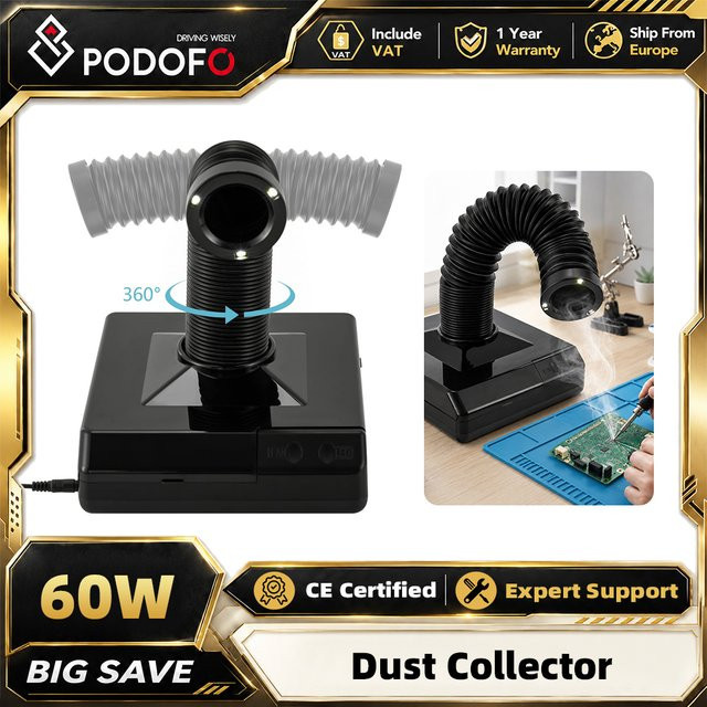 Podofo 2-in-1 Dental-Labor-Staubsauger und Nagelstudio-Staubabsauggerät, 60W, Schwarz - Bild 1