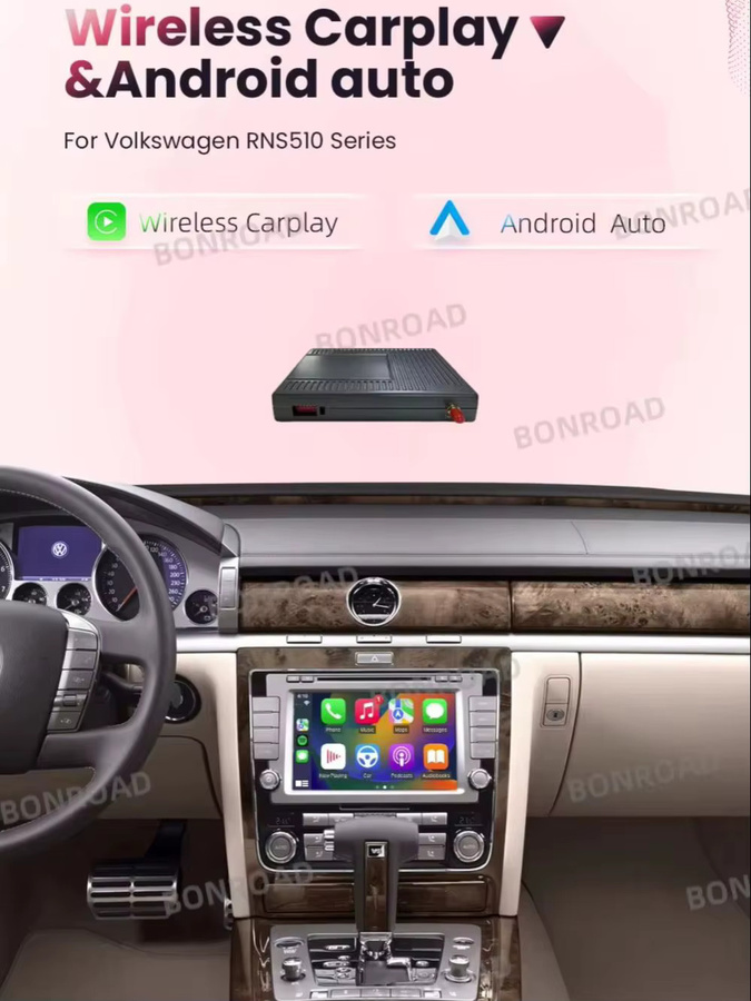BONROAD Wireless CarPlay und Android Auto Interface Decoder Box in Schwarz mit GPS und Bluetooth für Volkswagen Magotan Tiguan Golf 6 Passat RNS510 Serie - Bild 7