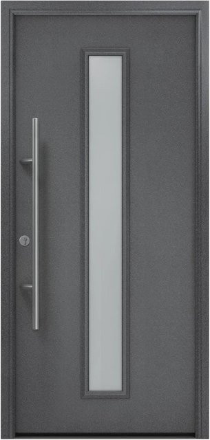 EcoStar Haustür Isopro Secur IPS 020S in Anthrazitmetallic mit Glaseinsatz, B/H: 110 x 210 cm, DIN Links, RC2 Sicherheitstür aus Stahl und Aluminium - Bild 1