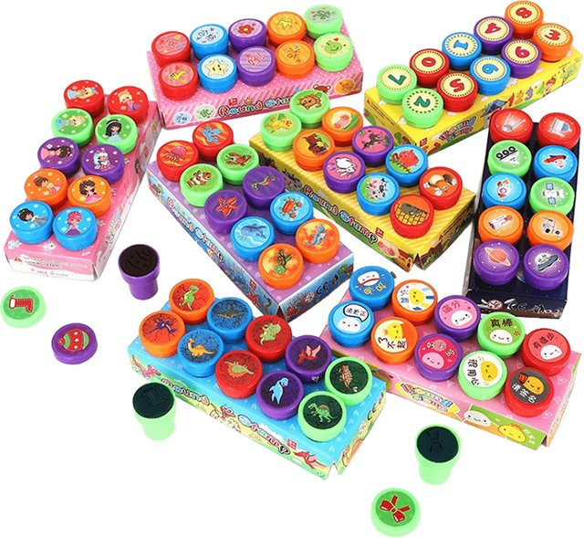 ZYF Cartoon-Stempel Set mit Selbstfärbe-Funktion, 10 Stück bunte Motivstempel für DIY-Malerei und Scrapbooking, Bauernhof-Muster, Mehrfarbig - Bild 1