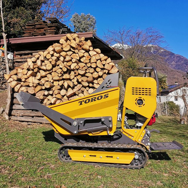 TOROS Maßgefertigter Mini-Muldenkipper Raupenkipper mit Frontlader und Motorpumpe, Gelb - Bild 1