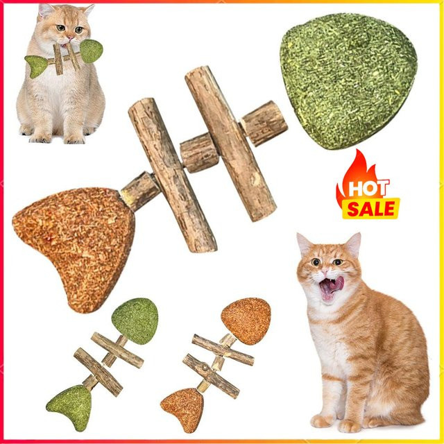 Purrident Cat Dental Toy, Naturholz-Fischgrätenmuster mit Katzenminze, Zahnreinigungsstab - Bild 1