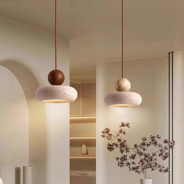 Claeted SJ Cave Stone LED Pendelleuchte aus gelbem Travertin in modernem Design - Bild 1
